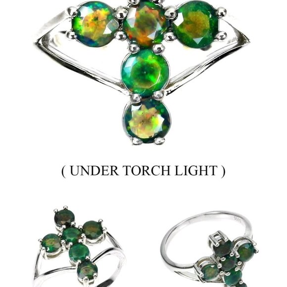 Dainty Cross Ring, Simple Opal Ring, Religious Jewelry, Simple Gemstone Ring - Picture 4 of 6